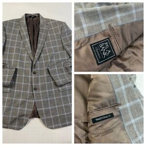 Jos. A Bank 50L Blue/grePlaid Wool Silk Linen Mens Blazer Suit Jacket Sport Coat